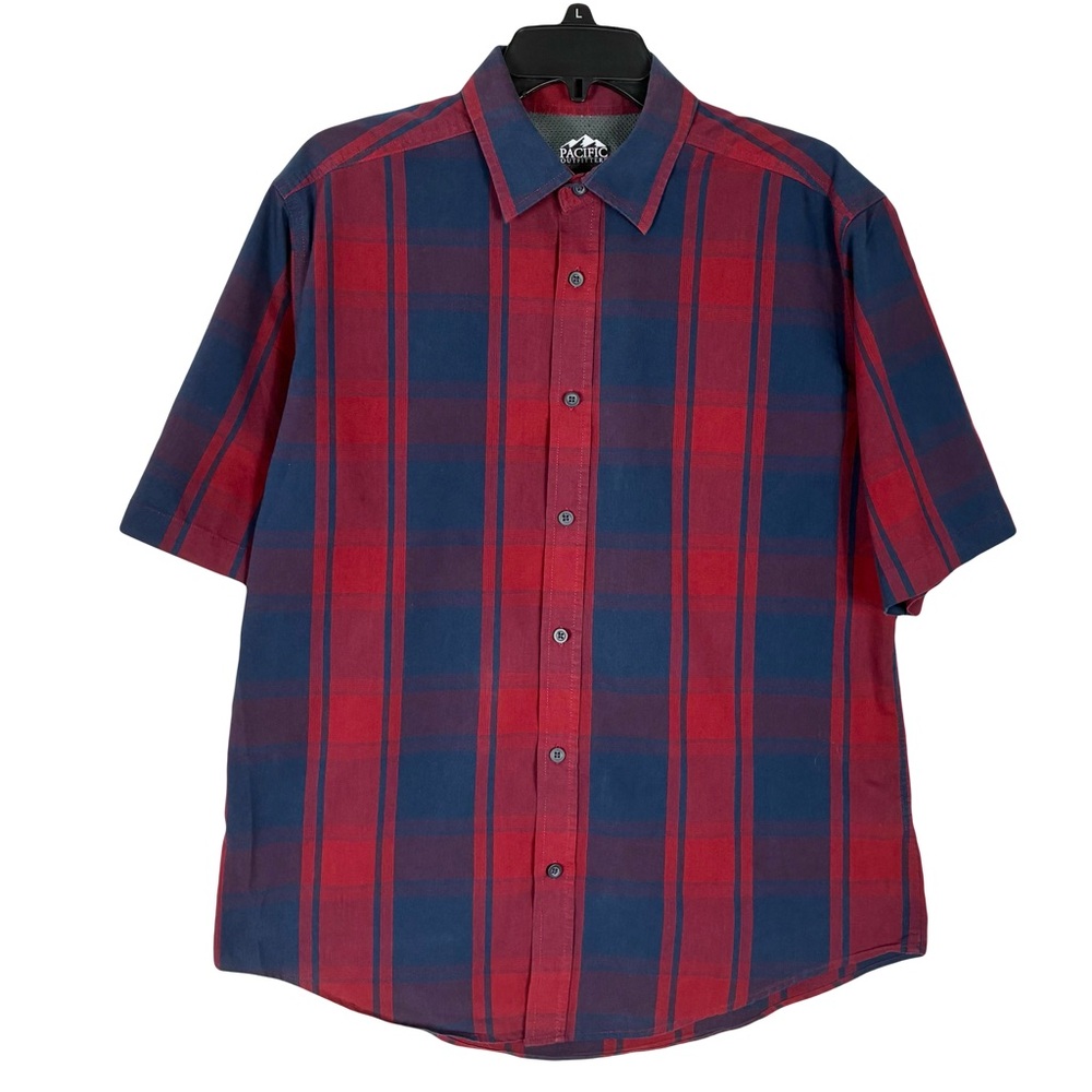 Pacific Outfitters Plaid Short Sleeve Button Shirt M Hiking Outdoors Performance